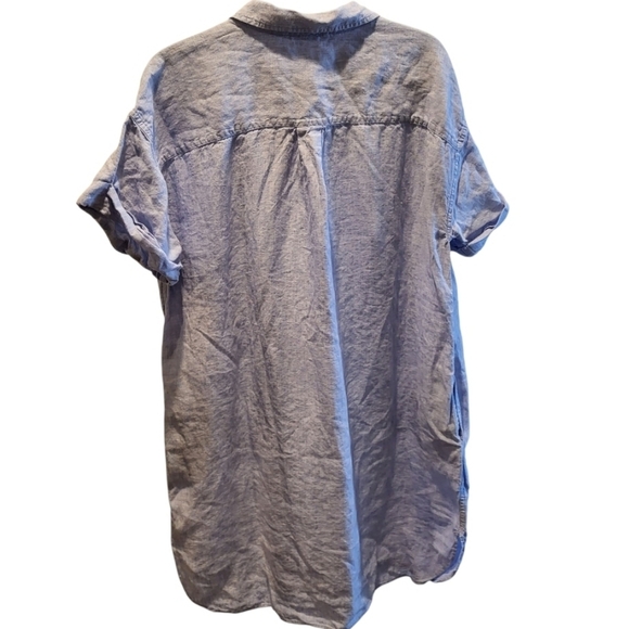 J. Crew 100% Linen Collared Button Down Shirt Mini Pockets Dress Size Large - Picture 2 of 7